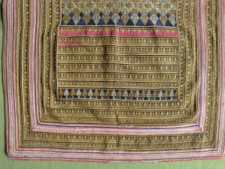A panel from an ethnic Chinese Miao minority dress fragment or apron. Circa 1920-30. Size: 48 cm x 60 cm (19" x 24").          