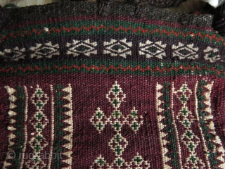 Afghanistan Balouch double side woven salt bag. Circa 1920s. Natural colors. Size: 46 cm x 29 cm (18" x 11.5"), plus the tassels 30 cm (12").       