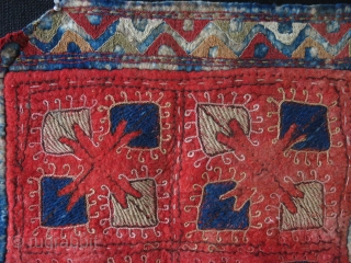 Kyrgyz silk embroidery felt fragment/cushion cover. Circa 1930s. Size: 65 cm x 67 cm (25.05" x 26.3").                