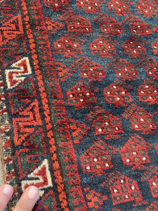 Lovely Old Baluch Balisht - bit rough around the edges but has beautiful saturated colors and glossy wool pile - details show the colors better and if interested I would be happy  ...