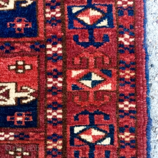 Fine small format Tekke Turkmen Wedding rug in great condition, beautiful colors including a pale yellow and first row of Guls has some insect dyed silk highlights. Circa 1870 - 3'1 x  ...