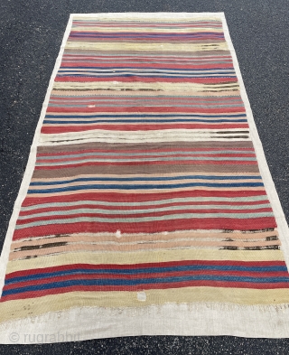 Predecessor Of Modern Art Paintings - Central Anatolian Kilim from mid 19th century - professionally conserved mounted on heavy linen fabric - ready to display! - approx. 5' x 9' - 152  ...