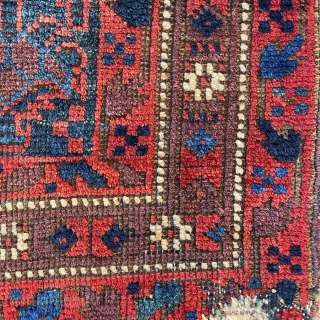 A Dokhtor-e-Ghazi Timuri Baluch Bagface for the discerning collector. A rare find in my experience since this group wove predominantly Prayer Rugs! This is the first Bagface I have encountered over the  ...