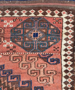 Uncommon and Unusual Baluch Rug with the so called Hidden Elem? design at the bottom, many interesting drawing element in this lovely old piece. Soft and Floppy handle. 36" x 59" -  ...