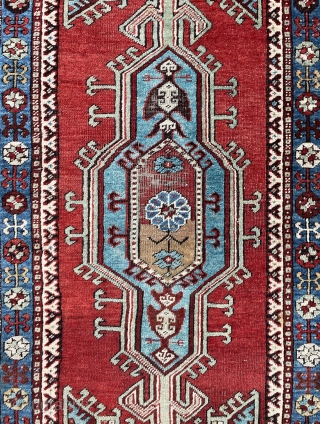 Central Anatolian Ladik Yastik with wonderful drawing and colors - circa 1875 - 25" x 51" - 63 x 129 cm            