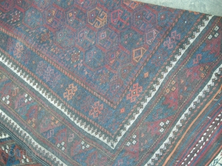 Antique Beluch rug c1900. 7ft x 3ft6 . This old Beluch is in need of a deep clean, there is good shiny wool under all the grime.The rug is in original condition  ...