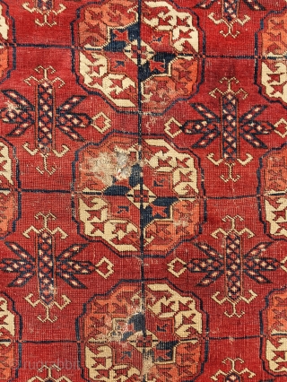 Antique mid 19thc tekke carpet.
270x185. Some wear and damage but good age and colour
800usd plus shipping                 