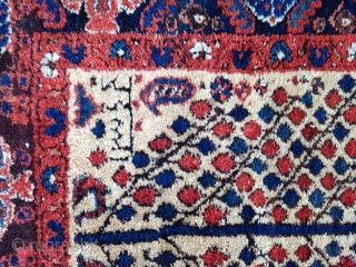 September sale :
Very pretty and character Afshar rug with good wool ,
Cotton warp , Circa : early 20th ! dated .
Don't ask me more photos about please . Thanks .
Never repaired .
Size  ...