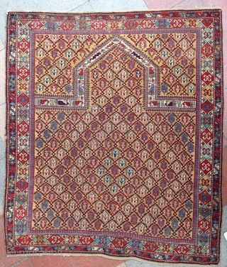 Antique and Rare yellow Marasali Prayer Rug ,
Size : Square : 150x132cm 
Circa : 1860s                  