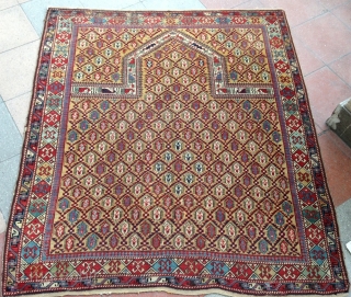 Antique and Rare yellow Marasali Prayer Rug ,
Size : Square : 150x132cm 
Circa : 1860s                  