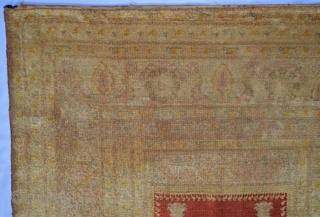 Interesting Turkish piece of work...The kind of piece that makes one scratch one's head.  Is it of Ushak/Ghiordes, Ottoman/Istanbul, or Kayseri origin?  Silk pile.  Difficult to determine structure as  ...