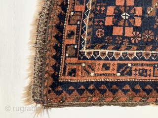 Unusual center medallion - Baluch Bag Face, woven in N.E Persia, circa 1870, measuring 2’ 2” x 2’ 2”.              