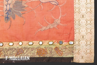 Pair of Antique Chinese Silk Textile, ca. 1890, 
393 × 64 cm (12' 10" × 2' 1")
                