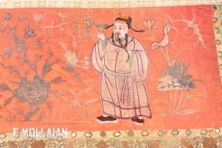 Pair of Antique Chinese Silk Textile, ca. 1890, 
393 × 64 cm (12' 10" × 2' 1")
                