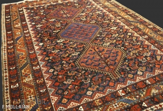 Antique Persian Signed Khamse Rug, ca. 1900
200 × 145 cm (6' 6" × 4' 9")
                  