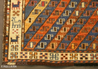 Beautiful Antique Azerbaijani Sumak Carpet, ca. 1920,

125 × 74 cm (4' 1" × 2' 5"),

Extra EU citizens/UE Companies: €778              