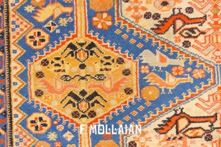 Amazing Tribal Desigh All-Over Antique Persian Afshari Rug, ca. 1950

152 × 128 cm (4' 11" × 4' 2")               