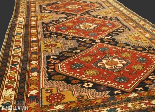 This is an antique Khila rug woven in the Caucasus mountains during the end of the 19th century circa 1880 and measures 173x 123CM in size. the field is designed with three  ...