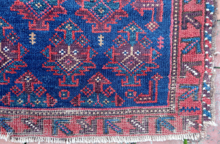 Western Afghan Baluch Bag Face--approx 21 × 23” 

Baluch version of Zill-i Sultan motifs with arrow border. Likely Western Afghanistan.

Ex James Douglas personal collection. Mr. Douglas was a scholar and aficionado of  ...