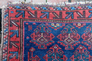 Western Afghan Baluch Bag Face--approx 21 × 23” 

Baluch version of Zill-i Sultan motifs with arrow border. Likely Western Afghanistan.

Ex James Douglas personal collection. Mr. Douglas was a scholar and aficionado of  ...