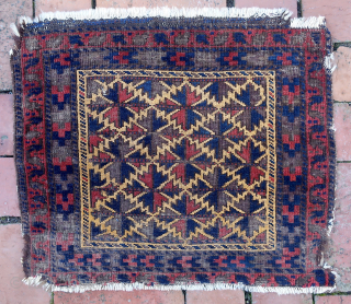 Pair of Yellow Ground Bag faces-- approx 16 × 20” and 18 × 21” 
Sistan-type possibly Zabul area.

Ex James Douglas personal collection. Mr. Douglas was a scholar and aficionado of Mideast tribal  ...