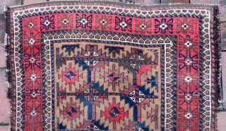 Antique Baluch Rug-- approx 32 × 43” 

Light camel ground with soft colors and interesting abrash. Possibly Torbat-e-Jam, Khorasan province, northeast Persia.

Ex James Douglas personal collection. Mr. Douglas was a scholar and  ...