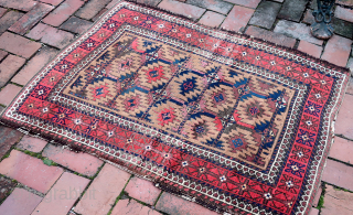 Antique Baluch Rug-- approx 32 × 43” 

Light camel ground with soft colors and interesting abrash. Possibly Torbat-e-Jam, Khorasan province, northeast Persia.

Ex James Douglas personal collection. Mr. Douglas was a scholar and  ...