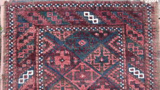 Baluch Balisht Small Rug-- approx 18 × 30” 
Plush little Sistan piece from Persia/Afghan border region. Note sporadic but symmetrical use of white elements in the border.

Ex James Douglas personal collection. Mr.  ...