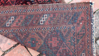 Baluch Balisht Small Rug-- approx 18 × 30” 
Plush little Sistan piece from Persia/Afghan border region. Note sporadic but symmetrical use of white elements in the border.

Ex James Douglas personal collection. Mr.  ...