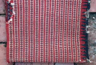 Baluch Flat Weave Long Bag--approx 12 × 49” (each side)

Exceptionally fine and intricate weft float work. Possibly a rifle case or tent pole bag. Likely Sistan. 

Ex James Douglas personal collection. Mr.  ...