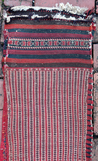 Baluch Flat Weave Long Bag--approx 12 × 49” (each side)

Exceptionally fine and intricate weft float work. Possibly a rifle case or tent pole bag. Likely Sistan. 

Ex James Douglas personal collection. Mr.  ...