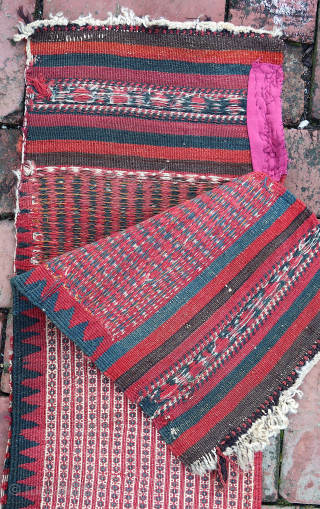 Baluch Flat Weave Long Bag--approx 12 × 49” (each side)

Exceptionally fine and intricate weft float work. Possibly a rifle case or tent pole bag. Likely Sistan. 

Ex James Douglas personal collection. Mr.  ...