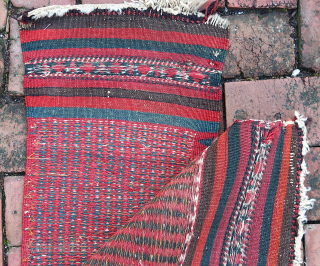 Baluch Flat Weave Long Bag--approx 12 × 49” (each side)

Exceptionally fine and intricate weft float work. Possibly a rifle case or tent pole bag. Likely Sistan. 

Ex James Douglas personal collection. Mr.  ...