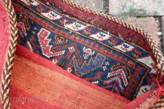 Small Antique Persian Tribal Bag-- 12 × 19” 

Weave suggests southwest; design suggests Kurdish. Beloved little personal bag.

CONDITION: A bit of of use-wear (as shown).
Call Rob @ the shop for discussion of  ...