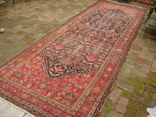 Malayer 4 ft 5 x 13 ft 6 inches. Obviously rare and unusual size. possibly 19th century. Pretty nice condition. Low but no foundation showing. Note red abrash.
$40 UPS to Lower 48. 