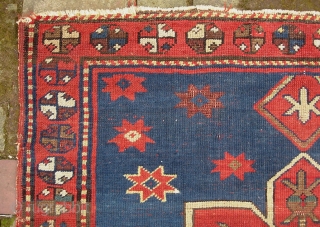 Kazak-- 3.4 x 6 ft 1 in. Interesting and decorative 19th cent. Obvious condition issues. Please call for condition Report. $20 UPS to lower 48. Check out  fresh posts on our  ...