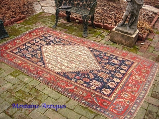 Kurdish. 4 ft 4 in  x 7 ft 7 in-- Ancient and beautiful old Kurdish textile possibly 19th century. A rare as well as decorative ethnographic piece. Low but even. Original  ...