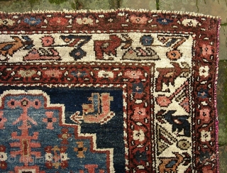 West Persian Village-- 3 ft 5 in x 5 ft 2 inches. Wool weft. Most likely Kurdish, possibly Kolyai. Weave is thick, heavy, plush-- but also floppy. $25 UPS to lower 48. 