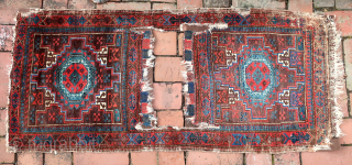   Sistan Baluch Khorgin Faces— approx 21 × 20”
 
Blue octagonal medallions. Possibly Salor Khani based on Turkoman choval elements.

Ex James Douglas personal collection. Mr. Douglas was a scholar and aficionado  ...