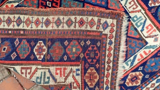 ENORMOUS FINE JAFF FACE-- 37 x 51--  Most sumptuous Kurd bag face. Exceptional quality wool w/ beautiful saturated natural dyes. Exceptional condition indicates it was revered and well cared for.
CONDITION: Plush  ...