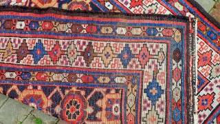 Veramin area-- 3.10 x 11. Tribal motifs with myriad colors.  Decorative.
CONDITION: Shows a bit of wear but even and decent.  Please see all photos. US Shipping: $30 please call the  ...