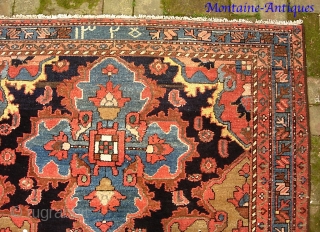 Hamadan-- 4 ft 3 x 6 ft 7 in. It is rare to find dated Hamadans. You'll never find a clearer, more legible date on a rug. This maker wanted to leave  ...