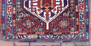 Qashqai-- 22 x 24 in. Beautiful, plush, crisply woven Southwest tribal. Complete with striped back and braided securing cords. CONDITION: Excellent. No apologies. Please see all photos. US Shipping: $15 please call  ...