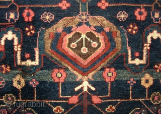 Kurdish. 5 ft x 7 ft 5 inches. Nice larger size. I'm thinking Kolyai or Sanjabi. Single weft on wool foundation. Interesting motifs and myriad abrashes. Overall very good condition. A couple  ...