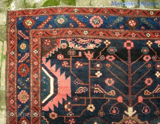 Kurdish. 5 ft x 7 ft 5 inches. Nice larger size. I'm thinking Kolyai or Sanjabi. Single weft on wool foundation. Interesting motifs and myriad abrashes. Overall very good condition. A couple  ...