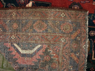 Kurdish. 5 ft x 7 ft 5 inches. Nice larger size. I'm thinking Kolyai or Sanjabi. Single weft on wool foundation. Interesting motifs and myriad abrashes. Overall very good condition. A couple  ...