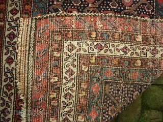 Early Tribal Runner.  3 ft 3 inch x 10 ft Lovely, ethnographic w/ archaic old designs. cf. Kurdish/NW mountains area-- circa 1880s? $20 ups shipping to lower 48. as-found. Obviously needs  ...