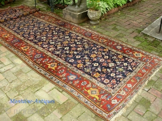 Bidjar Gallery Runner-- 4 ft 5 in x 15 ft 2 in. Wool foundation. Classic Bidjar design and colors; it fluctuates from single to double weft throughout... so call it what you  ...