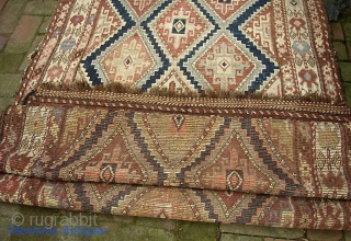 Kurd (?) Runner-- 3 ft 6 in x 13 ft 9 in. Really unique floppy old thing on wool foundation. Shows some wear in the center but pretty innocuous because of the  ...