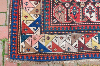 Caucasian Rug 19th cent-- 3.10 x 6.7 


Repetitive mother/daughter botehs. Rare border. Dark weft. Iron oxidation as shown.  ($20 USA shipping)


           